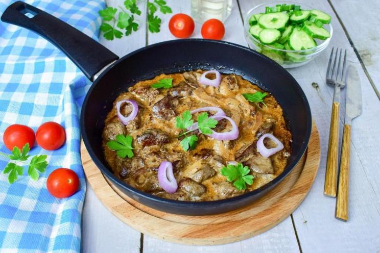 Quick & Tasty Chicken Liver with Mayonnaise in a Pan