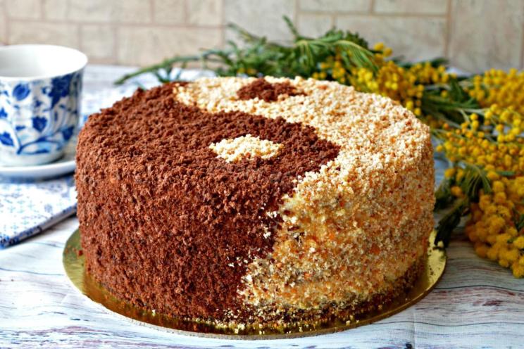 Soviet Day and Night Sour Cream Cake