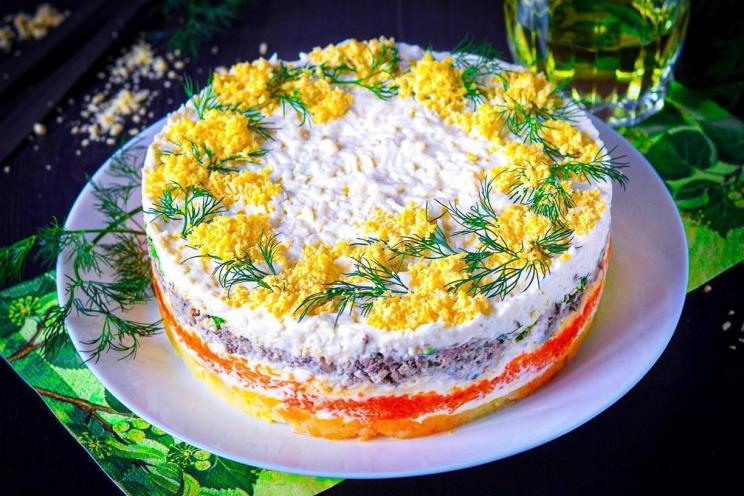 Mimosa Salad with Canned Fish and Potatoes