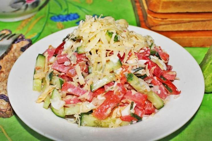 Uzbek-Style Bakhor Salad with Sausage
