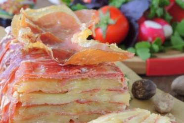 Layered Potato Gratin with Jamon