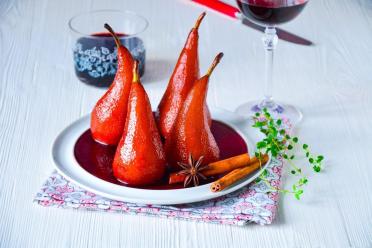 Red Wine Poached Pears