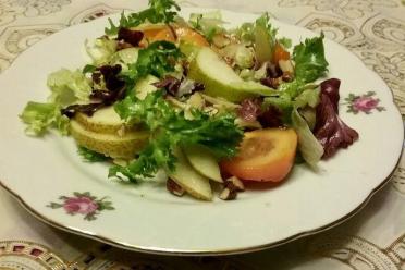 Persimmon and Pear Salad with Nuts