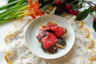 Cherry Sauce Semolina Dumplings for Picky Eaters