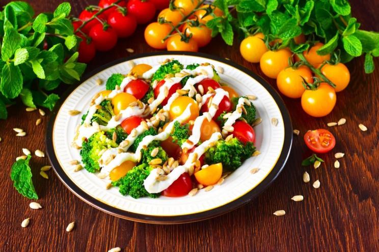 Colorful Broccoli Cherry Tomato Cheese Salad Colorful Broccoli Cherry Tomato Cheese Salad