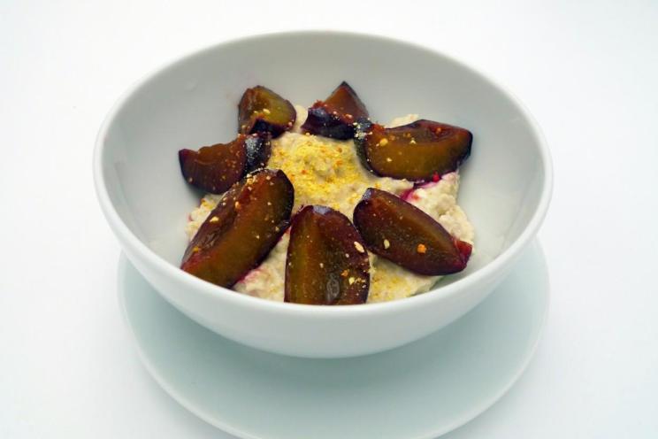 Healthy Plum & Oat Protein Cottage Cheese Dessert