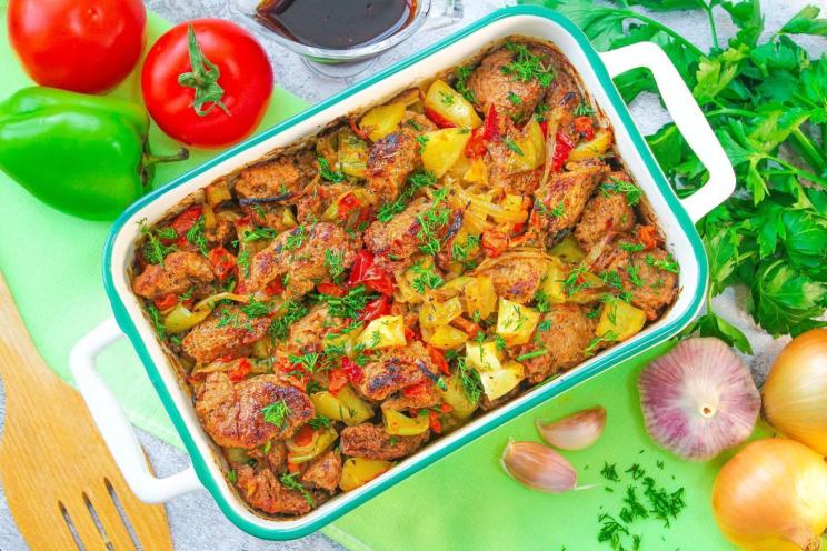 Baked Soy Meat: Juicy and Flavorful Family Meal Baked Soy Meat: Juicy and Flavorful Family Meal