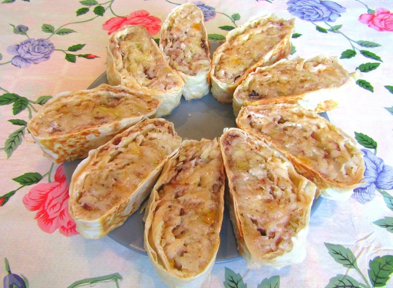 Apple-Nut Cottage Cheese Lavash Roll