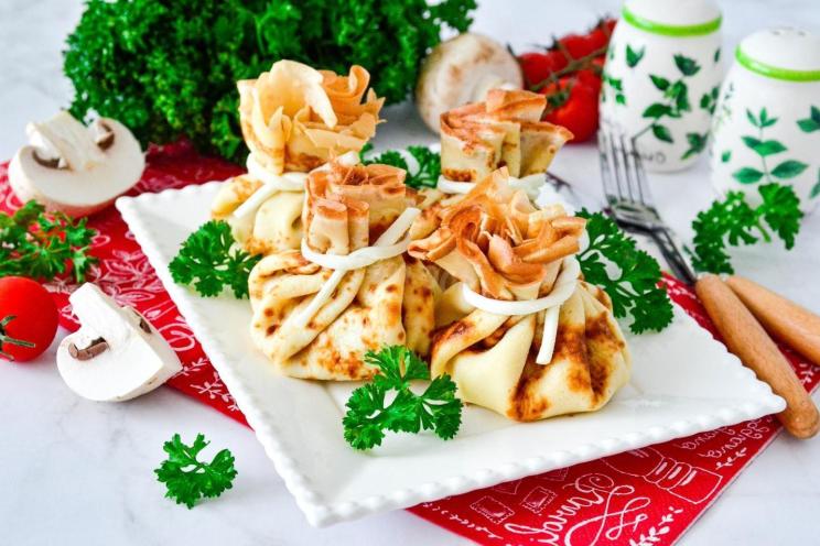 Chicken and Mushroom Pancake Pockets