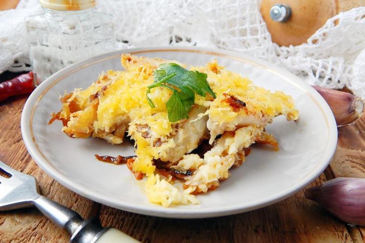 Oven-Baked Pollock with Carrots and Onions