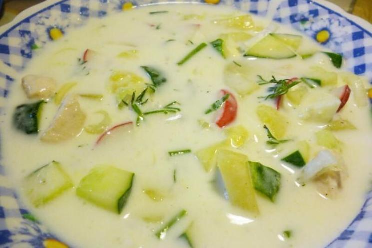 Refreshing Chicken Okroshka on Kefir