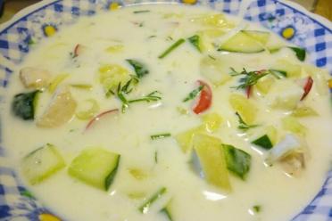 Refreshing Chicken Okroshka on Kefir