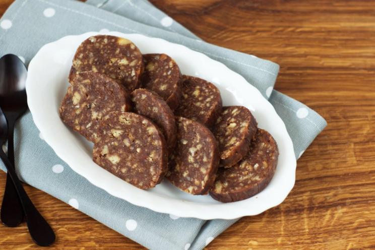 Chocolate Cookie Sausage with Walnuts