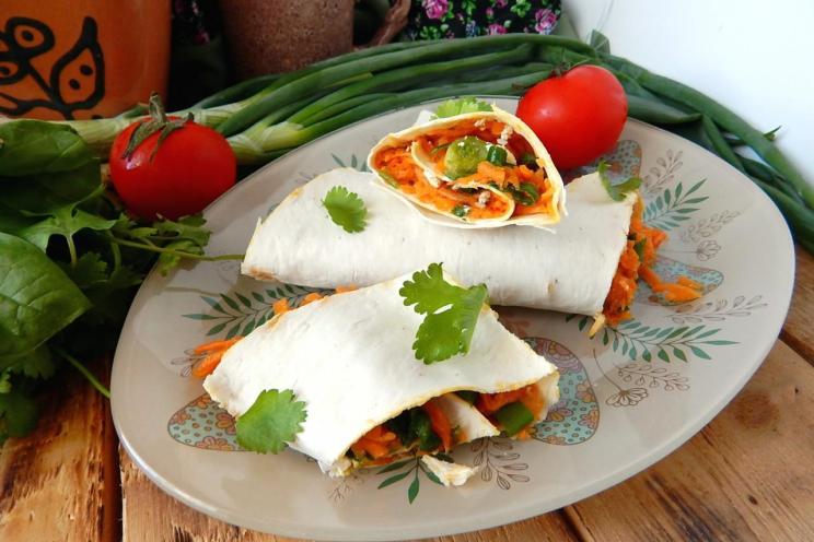 Lenten Lavash Roll with Tofu Cheese and Korean Carrots