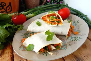 Lenten Lavash Roll with Tofu Cheese and Korean Carrots