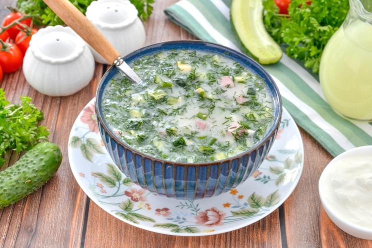 Whey-Based Okroshka with Sausage Whey-Based Okroshka with Sausage