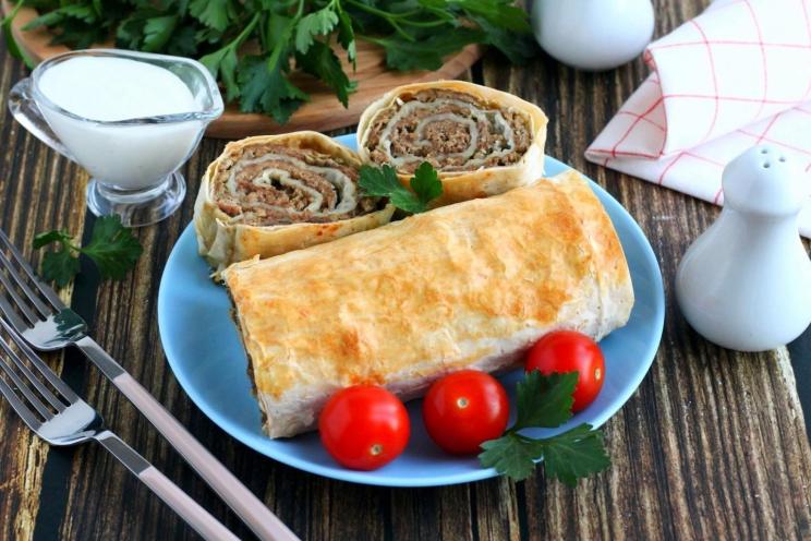 Oven-Baked Minced Meat Lavash Rolls Oven-Baked Minced Meat Lavash Rolls