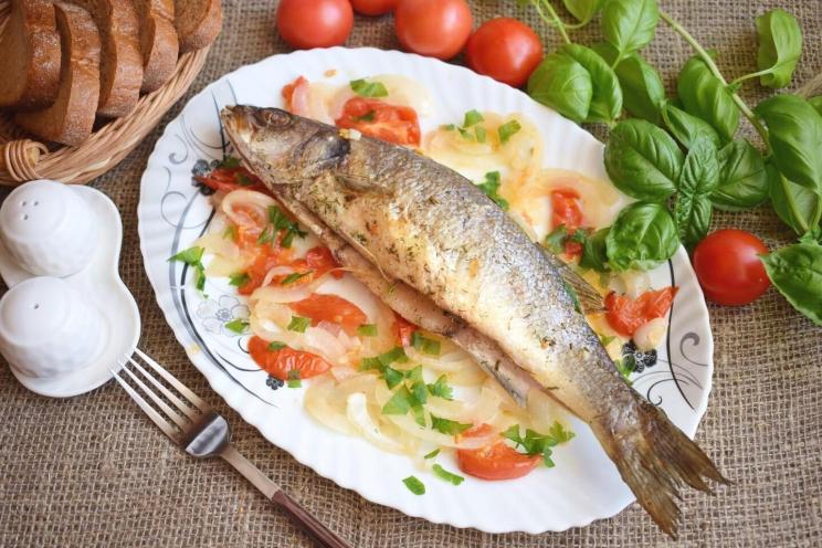 Oven-Baked Seabass with Fresh Basil Oven-Baked Seabass with Fresh Basil