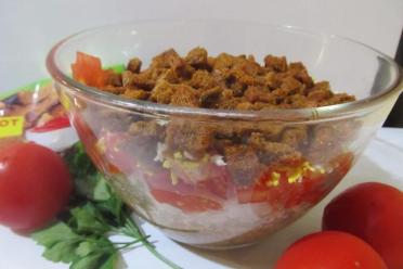 Sprat Tomato Salad with Ketchup and Croutons