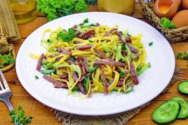 Quick & Easy Pancake and Smoked Sausage Salad