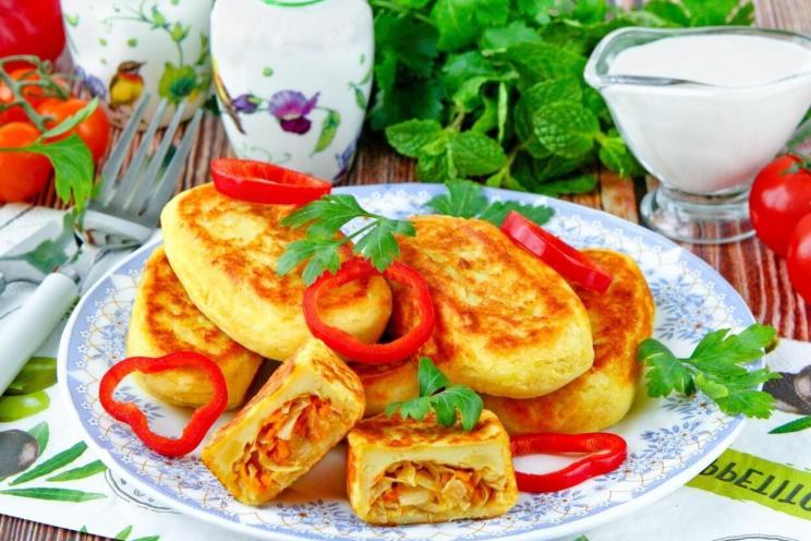 Pan-Fried Potato and Cabbage Pies Pan-Fried Potato and Cabbage Pies