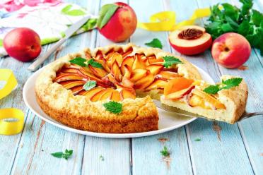 Nectarine Shortbread Pie in the Oven