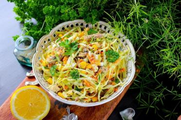 Canned Fish and Corn Salad with Eggs