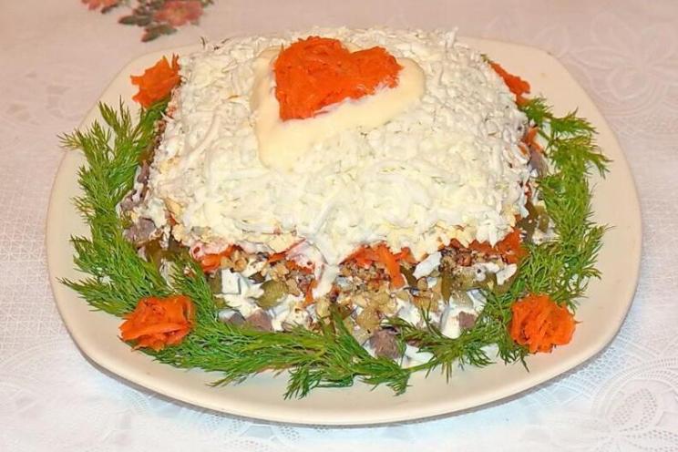 Valentine's Beef Heart Salad with Pickles and Onions
