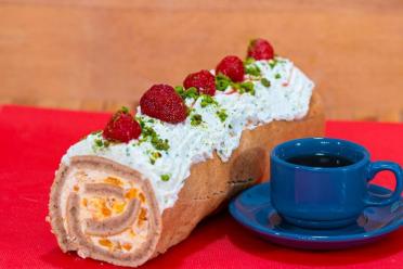 Curd Cream and Apricot Sponge Roll