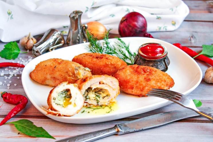 Oven-Baked Cheese-Stuffed Chicken Kiev