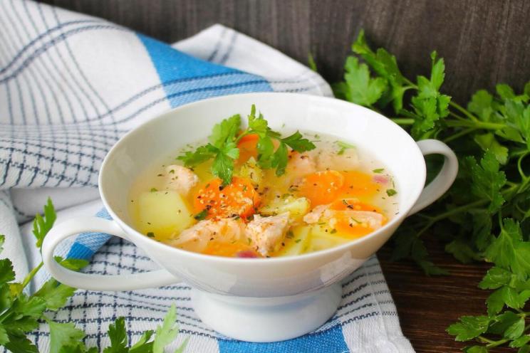 Hearty Salmon Head Soup with Corn Grits