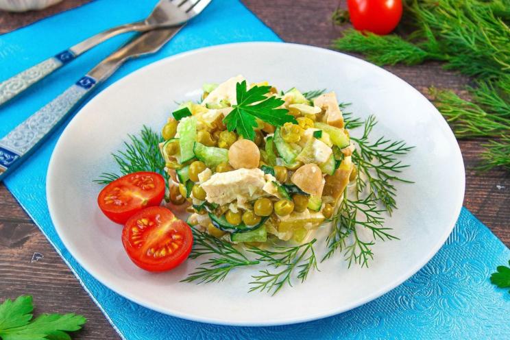 Chicken Salad with Marinated Mushrooms