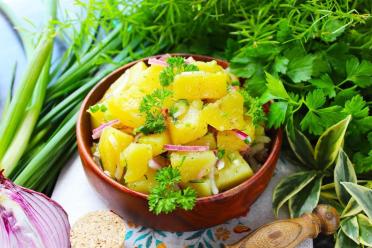 Flavorful Boiled Potato Salad with Marinated Onions