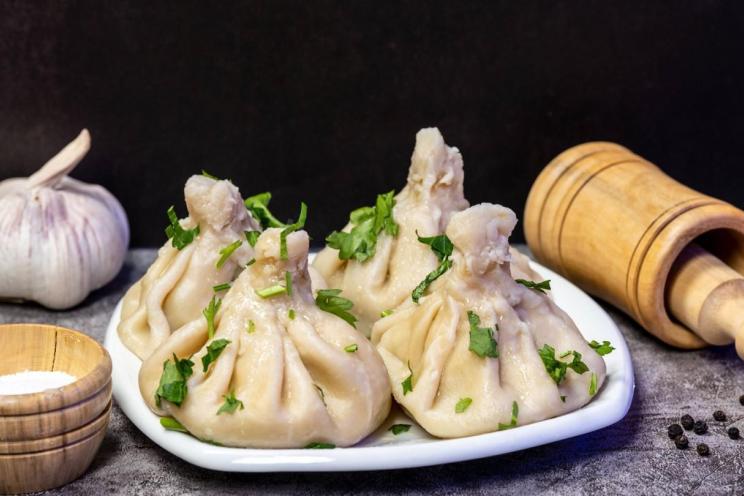 Georgian Khinkali with Tender Choux Pastry and Meat Filling