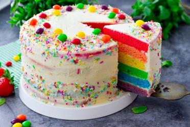 Festive Homemade Rainbow Cream Cake