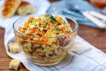 Korean Carrot and Bean Salad with Croutons