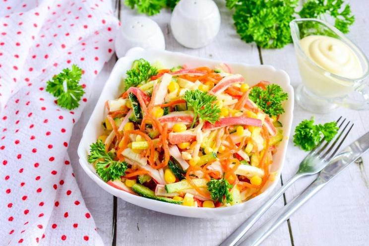 Korean Carrot and Crab Stick Salad