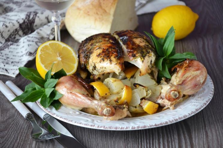 Oven-Baked Lemon Garlic Whole Chicken